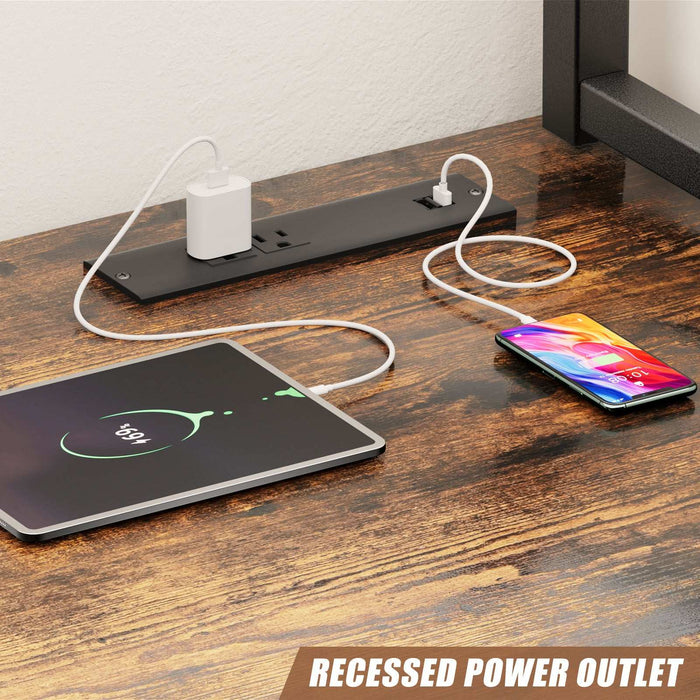 L Shaped Gaming Desk with Recessed Power Outlet