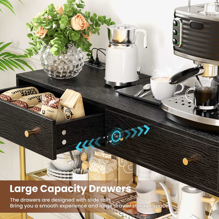 black wood console table
