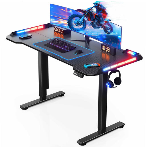 Black Carbon Fiber Electric Standing Desk for Home Office