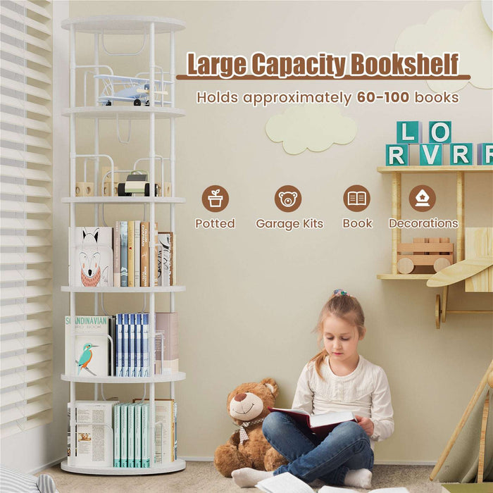 white rchildren's rotating bookshelf