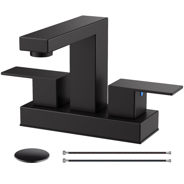 Flycity 4 Inch Bathroom Faucets For Sink 3 Hole With Stainless Steel 2-Handle