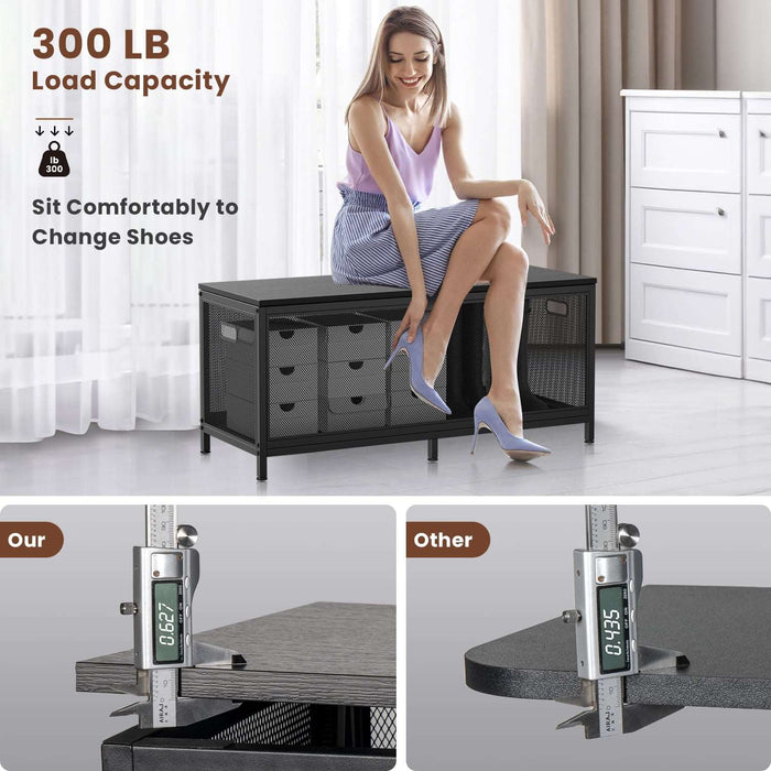 Black Storage Bench Load Capacity 300 LB