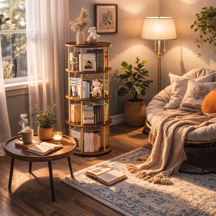 Best Tiny House Bookshelf: Space-Saving Rotating Storage for Small Homes