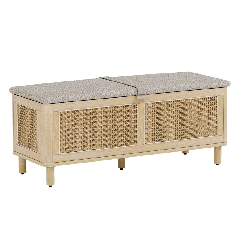 Flycity Boho Storage Ottoman Bench with Safety Hinges