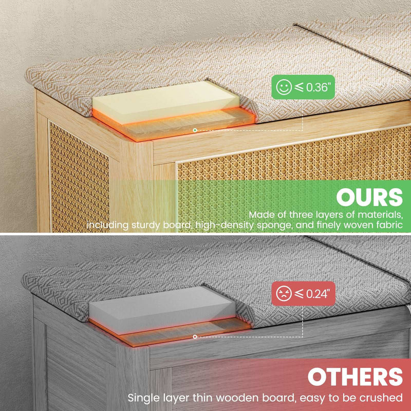 Flycity Boho Storage Ottoman Bench with Safety Hinges