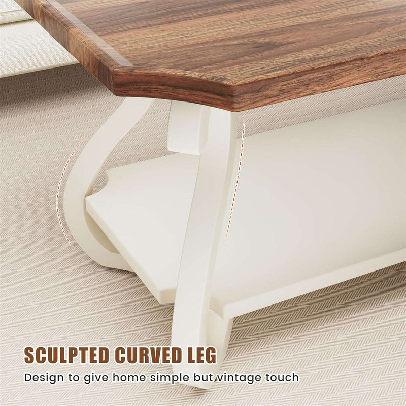 French country coffee table solid wood legs