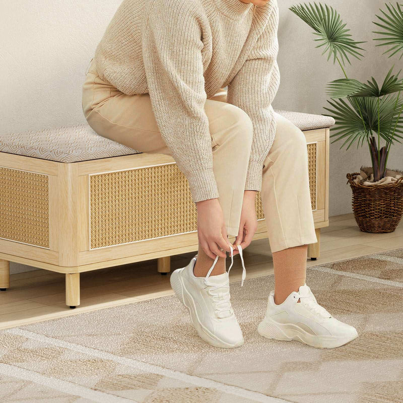 Flycity Boho Storage Ottoman Bench with Safety Hinges