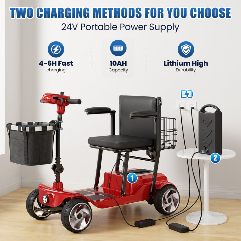 4 Wheel Electric Mobility Scooter With 20 Miles Range & 330lb Capacity