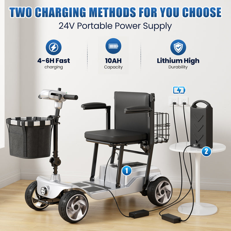 4 Wheel Electric Mobility Scooter With 20 Miles Range & 330lb Capacity