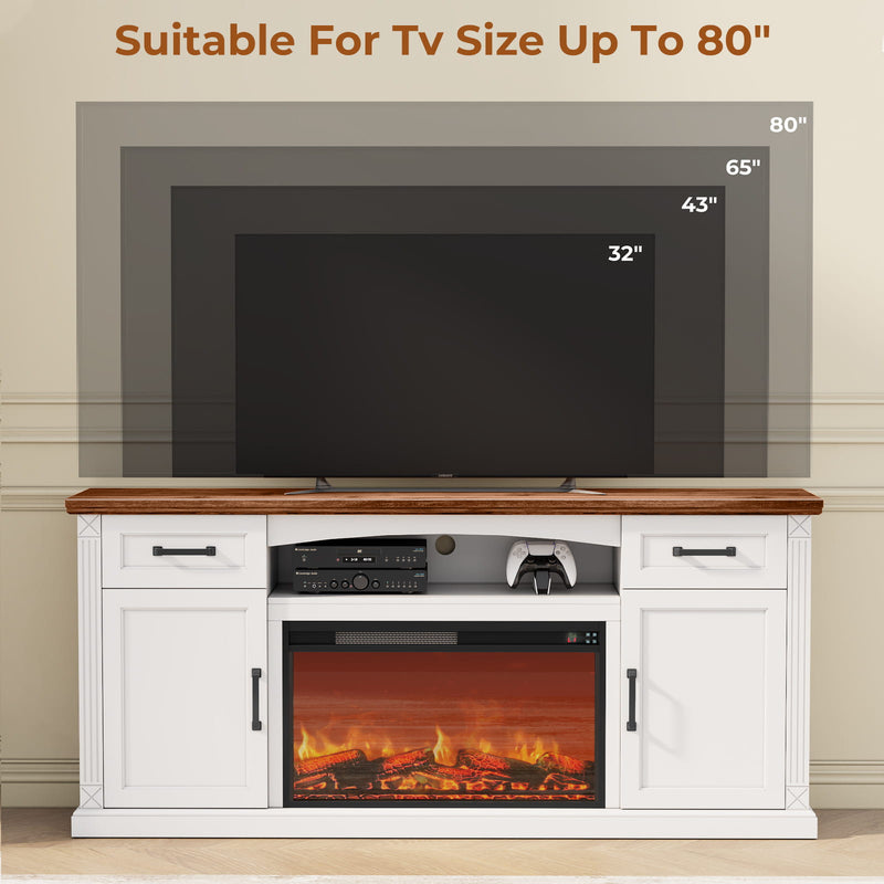 White Fireplace TV Stand for 32-80 inch tvs