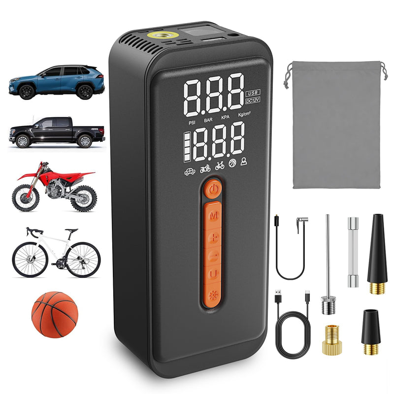 Flycity Cordless Tire Inflator Portable Air Compressor With Digital Gauge