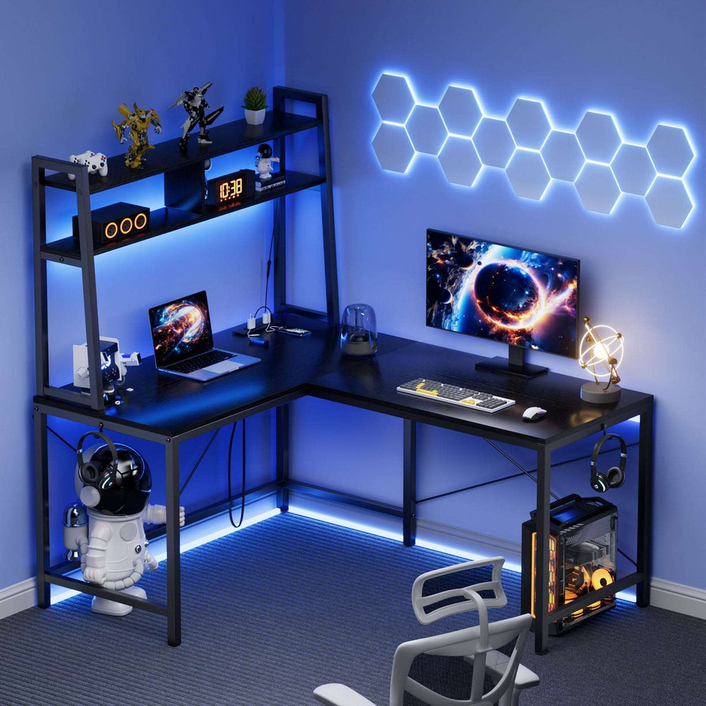 L Shaped Gaming Desk with Led Lights​ - L Shaped Computer Desk