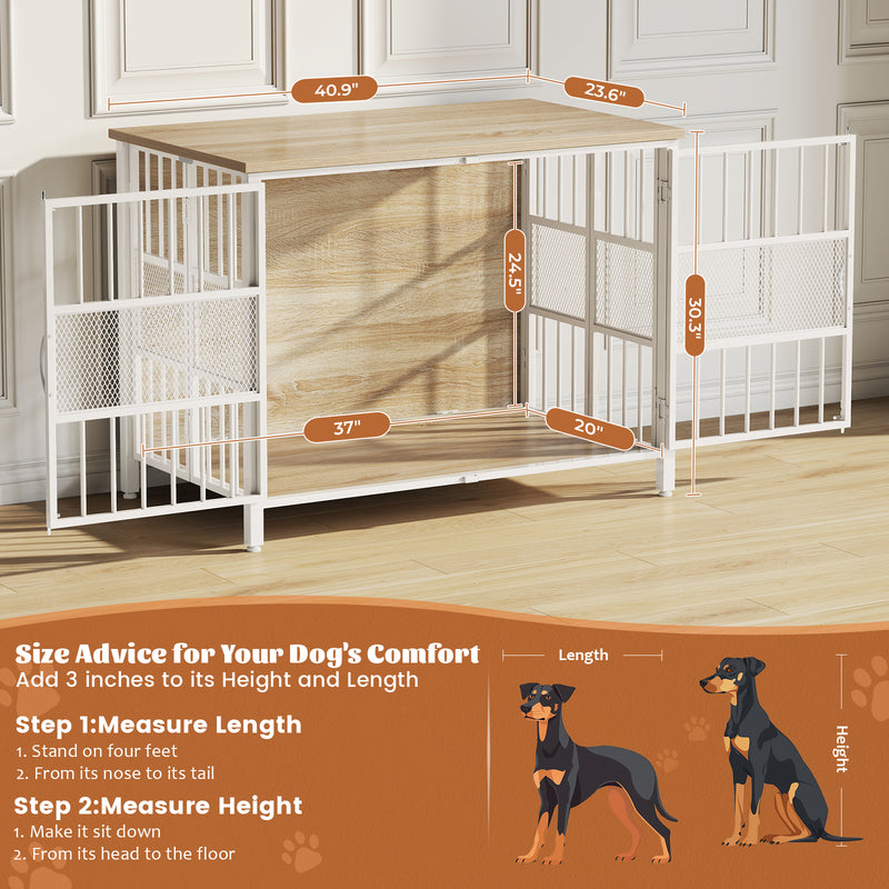 Flycity 41" Foldable Dog Crate Furniture No Assembly Required