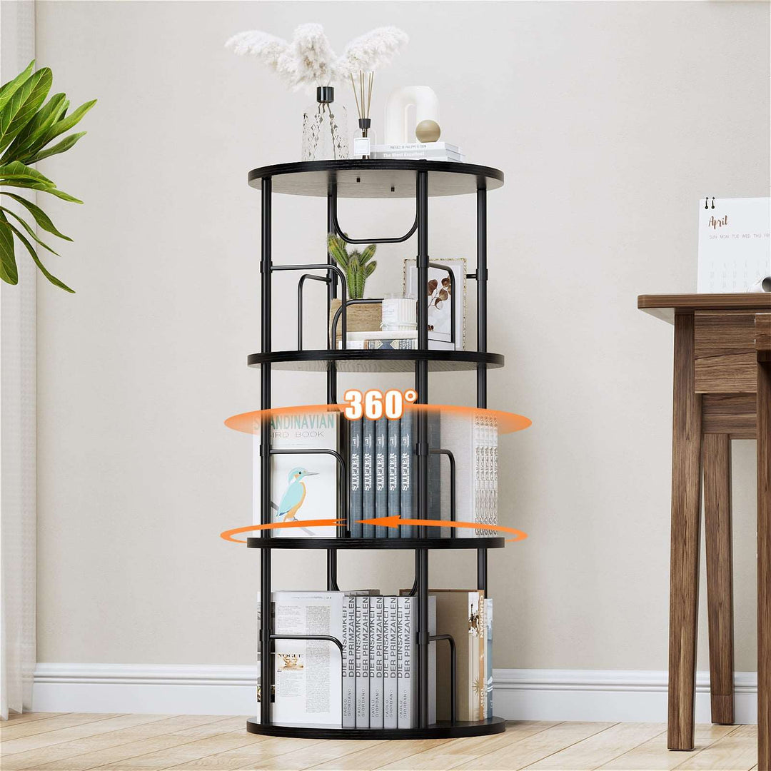 Bedroom Shelves 4-6 Tier Rotating Bookshelf, 360 ° Display Stackable ...