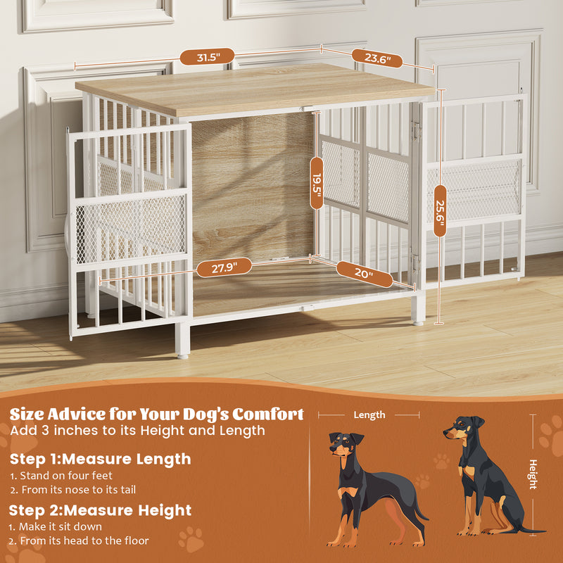 Flycity 31.5" Foldable Indoor Dog Crate Furniture For Small & Medium Dogs
