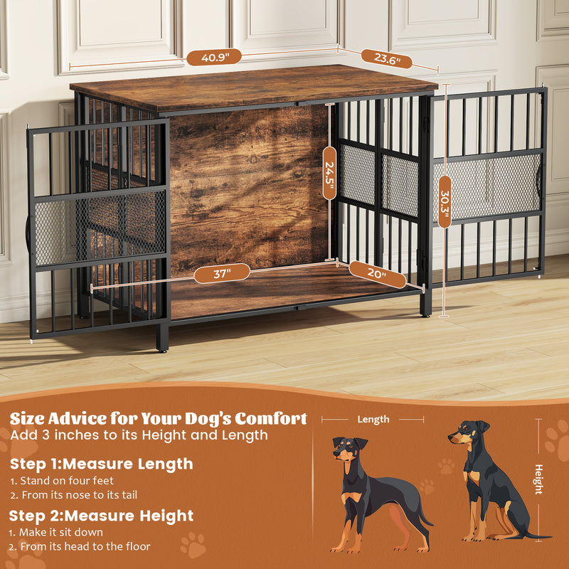 Flycity 41" Foldable Dog Crate Furniture No Assembly Required