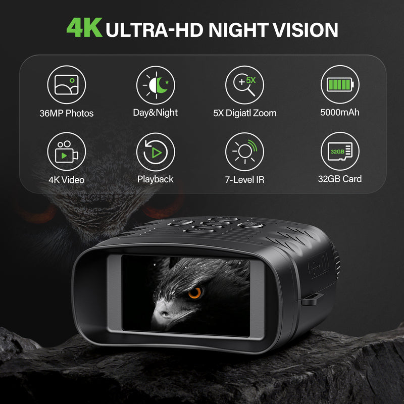 Flycity 4K Night Vision Goggles 3" HD Screen Binoculars