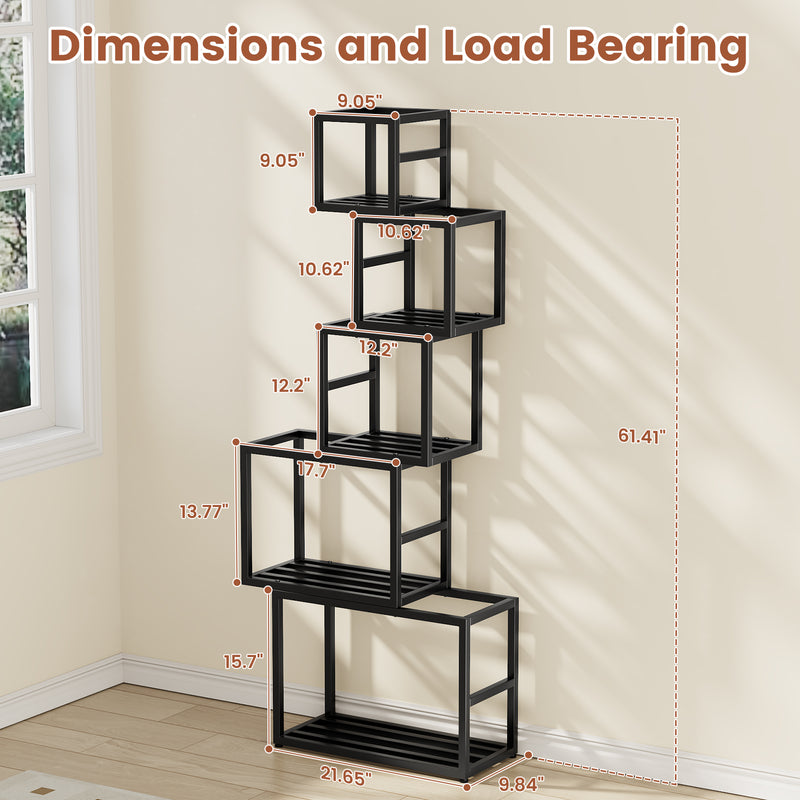 Flycity 5-Tier Stacked Metal Bookshelf Creative Square And Rectangular Design