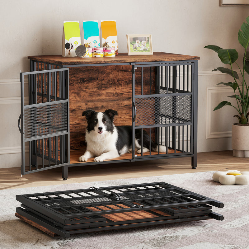 Flycity 41" Foldable Dog Crate Furniture No Assembly Required