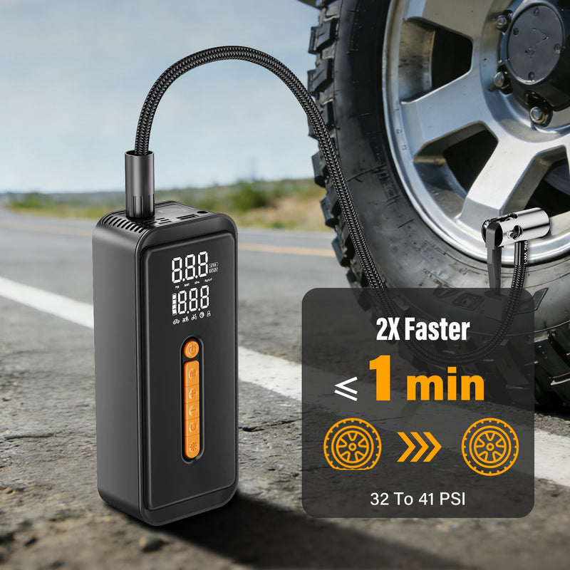 Flycity Cordless Tire Inflator Portable Air Compressor With Digital Gauge