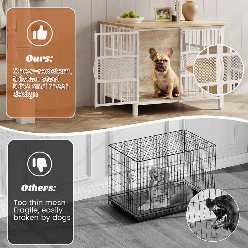 Flycity 31.5" Foldable Indoor Dog Crate Furniture For Small & Medium Dogs