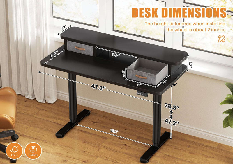 Flycity Electric Standing Desk with Dual Drawers