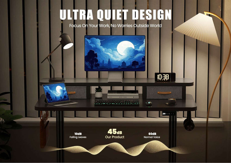 Flycity Electric Standing Desk with Dual Drawers