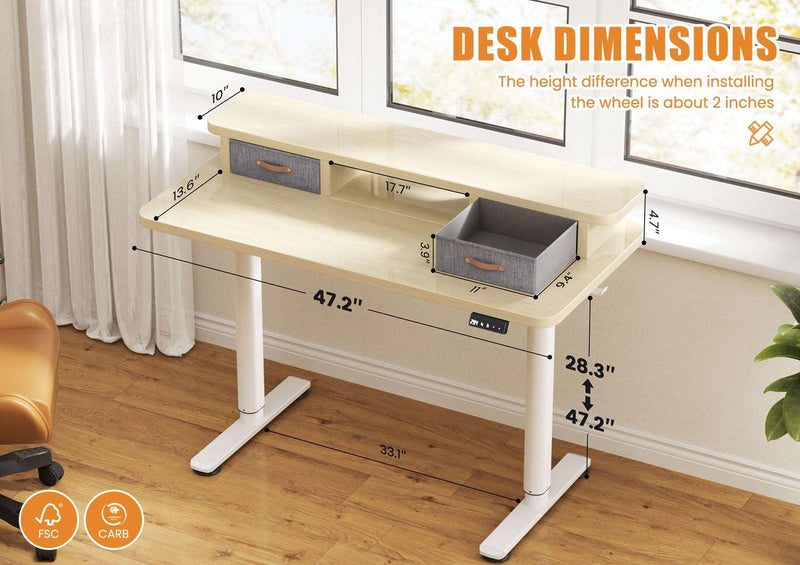 Flycity Electric Standing Desk with Dual Drawers