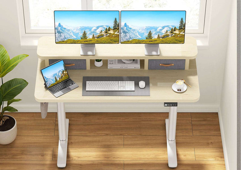 Flycity Electric Standing Desk with Dual Drawers