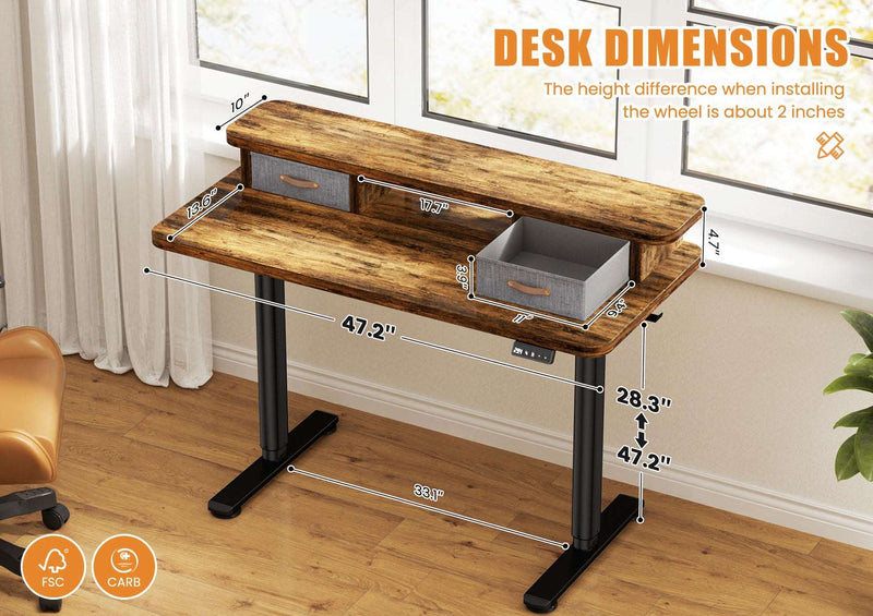Flycity Electric Standing Desk with Dual Drawers