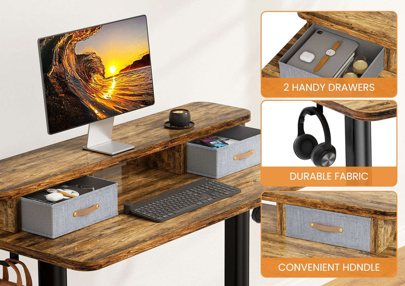 Flycity Electric Standing Desk with Dual Drawers