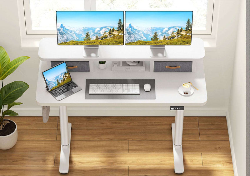 Flycity Electric Standing Desk with Dual Drawers
