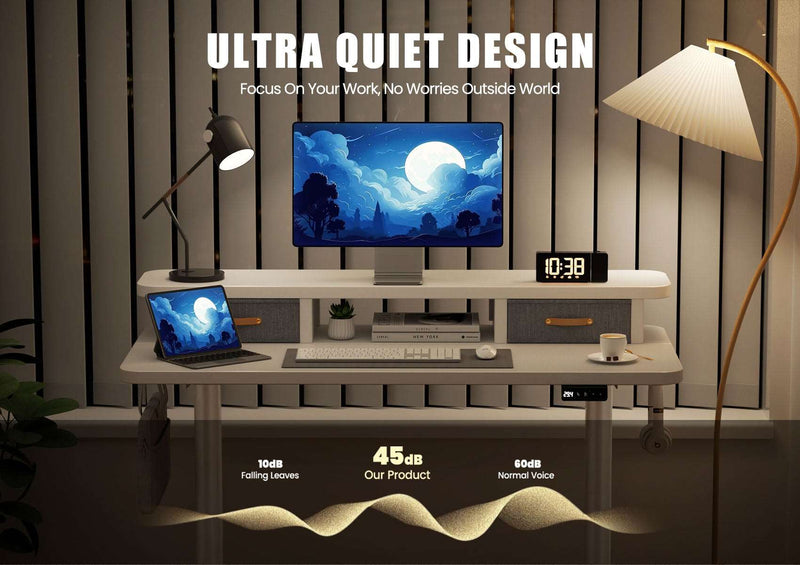 Flycity Electric Standing Desk with Dual Drawers