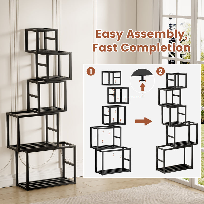 Flycity 5-Tier Stacked Metal Bookshelf Creative Square And Rectangular Design