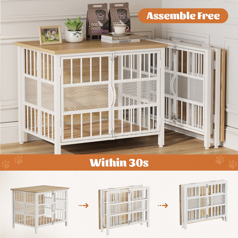 Flycity 31.5" Foldable Indoor Dog Crate Furniture For Small & Medium Dogs