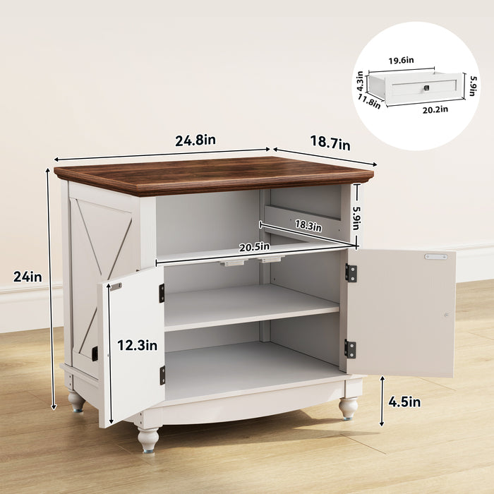 Flycity End Table With Drawers And Storage Cabinet, 25 Inch Bedside Table With Adjustable Shelf, Wood Nightstand With Door, Side Table For Living Room Bedroom Office, 2 Doors