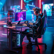 Black Carbon Fiber Electric Standing Desk for Home Office