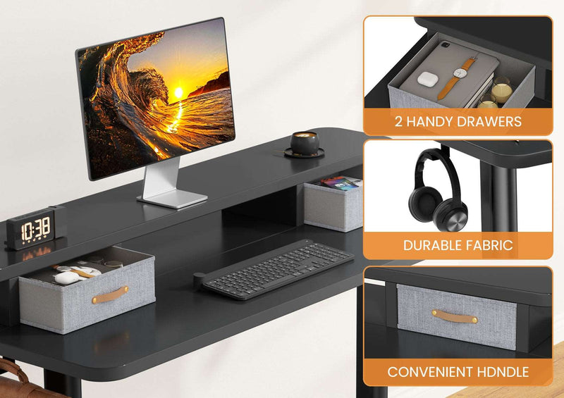 Flycity Electric Standing Desk with Dual Drawers
