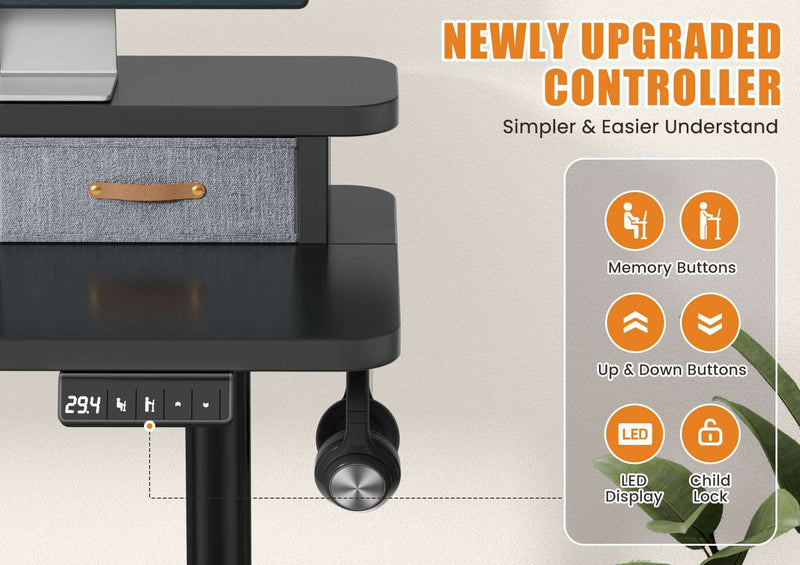 Flycity Electric Standing Desk with Dual Drawers