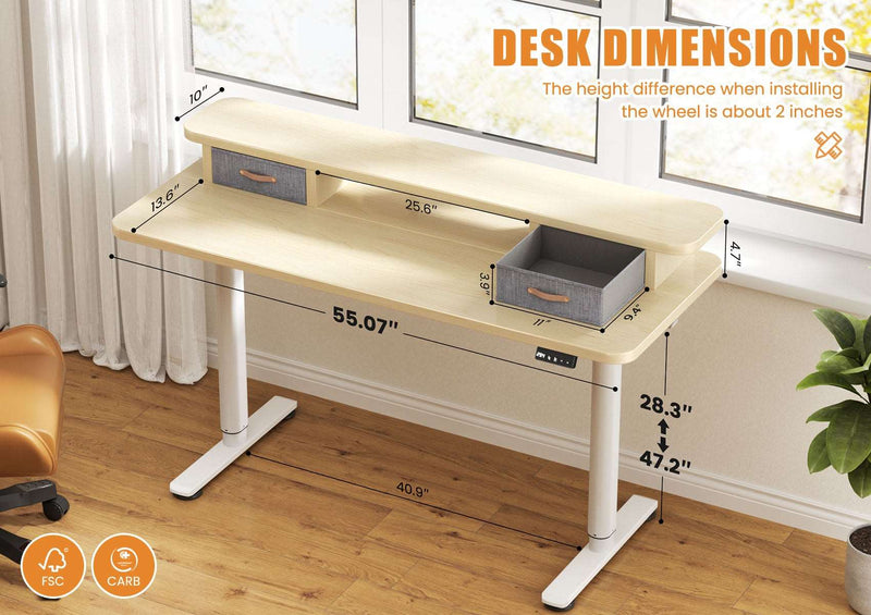 Flycity Electric Standing Desk with Dual Drawers
