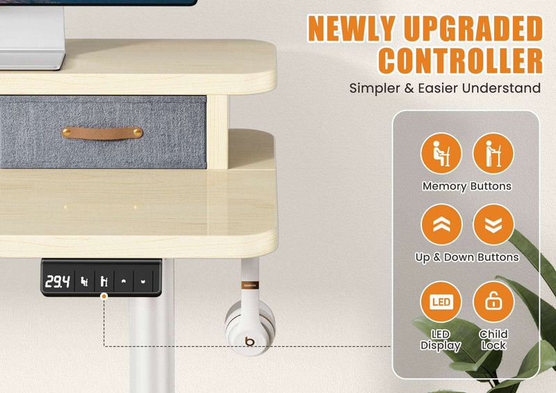 Flycity Electric Standing Desk with Dual Drawers