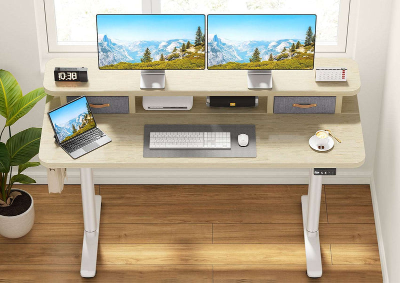 Flycity Electric Standing Desk with Dual Drawers