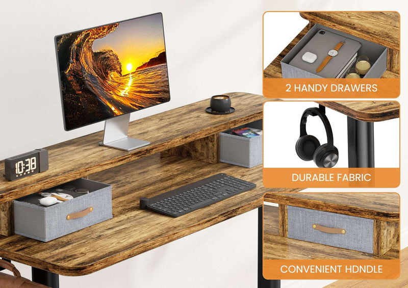 Flycity Electric Standing Desk with Dual Drawers