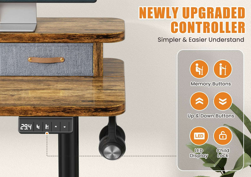 Flycity Electric Standing Desk with Dual Drawers