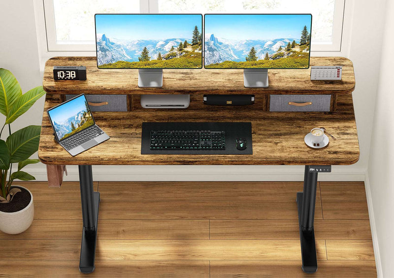 Flycity Electric Standing Desk with Dual Drawers
