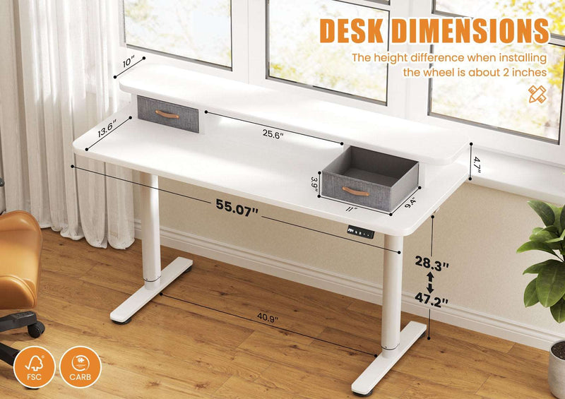 Flycity Electric Standing Desk with Dual Drawers