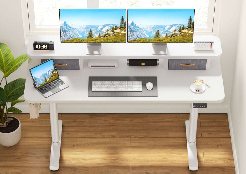 Flycity Electric Standing Desk with Dual Drawers