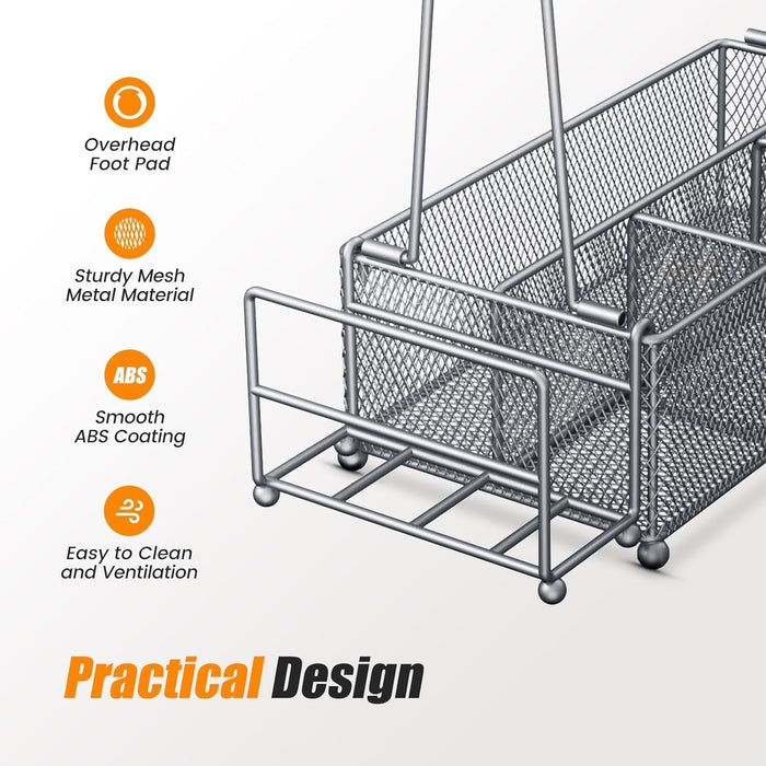 Flycity Grill Caddy, Silverware Caddy Condiment Caddy, Utensil Holder For Party, Picnic Flatware Caddy With Handle And Paper Towel Roll Holders, Utensil Cutlery Caddy For Camping, Kitchen(Silver)