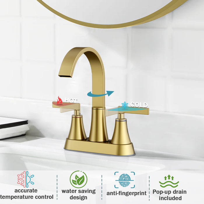 Flycity Lead-Free Centerset Bathroom Faucet With 2-Handle