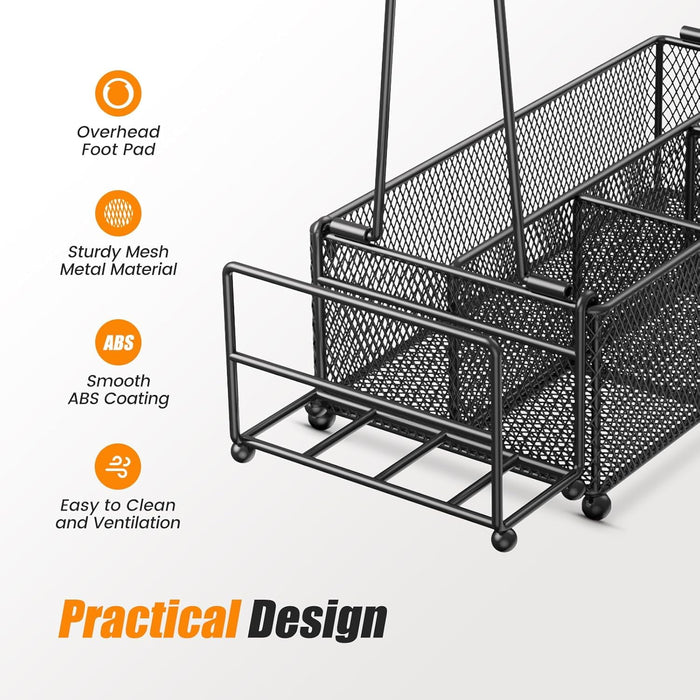 Flycity Grill Caddy, Silverware Caddy Condiment Caddy, Utensil Holder For Party, Picnic Flatware Caddy With Handle And Paper Towel Roll Holders, Utensil Cutlery Caddy For Camping, Kitchen(Black)